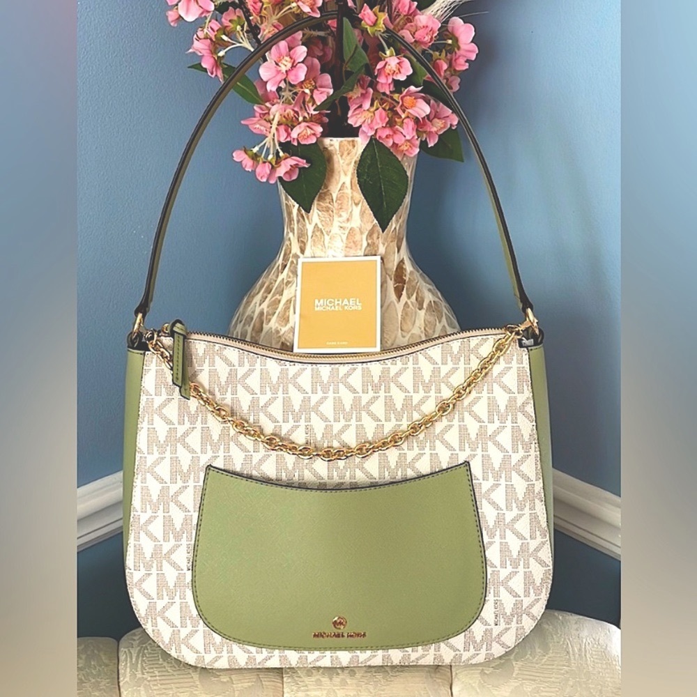 MICHAEL KORS 🪷 EDEN
HOBO SHOULDER BAG  (Lrg. 👜 Top Zip)
LT. SAGE/VANILLA/MULTI